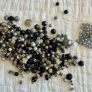 Mixed Black, Silver and rhinestone Bead Lot for Jewelry Making
